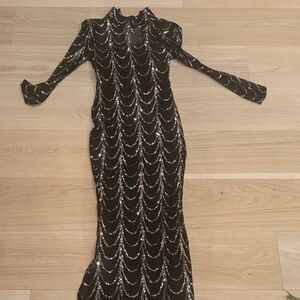 Black and gold sparkly sequin long dress see photos